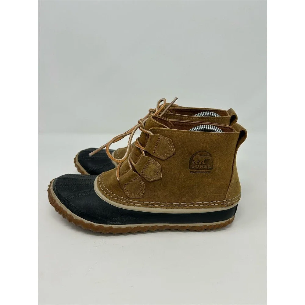 Sorel Out N About Duck Boots Womens Brown Waterproof Lace-Up Ankle Size 7.5